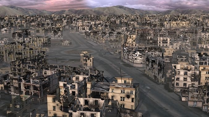 Destroyed City Low-poly 3D model