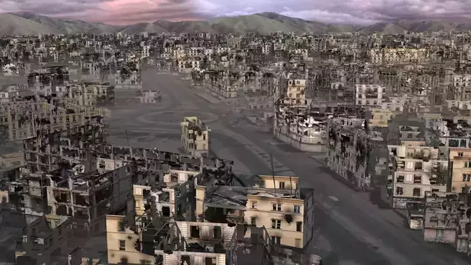 Destroyed City Low-poly 3D model Destroyed City Low-poly 3D model