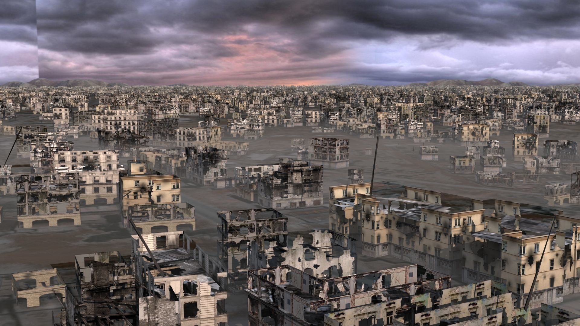 Destroyed City Low-poly 3D model_13
