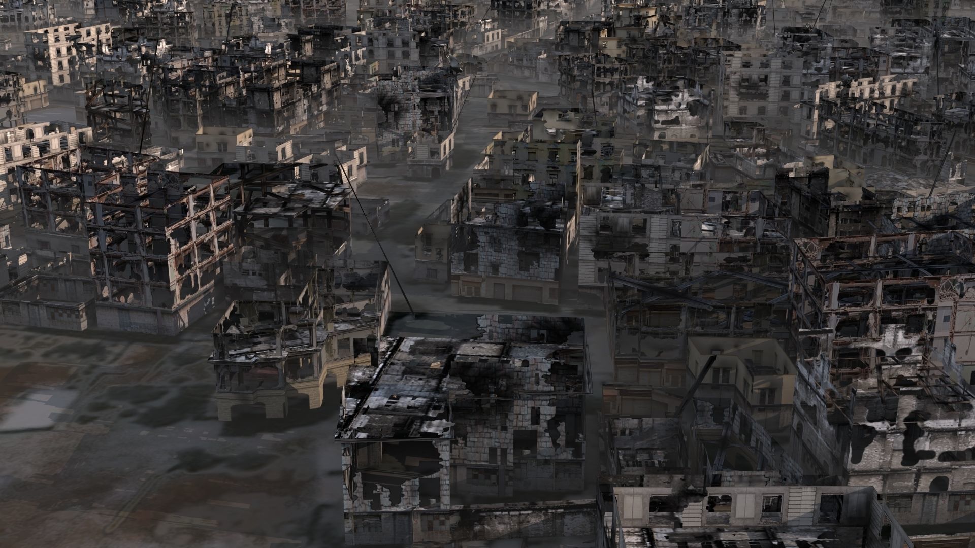 Destroyed City Low-poly 3D model_15
