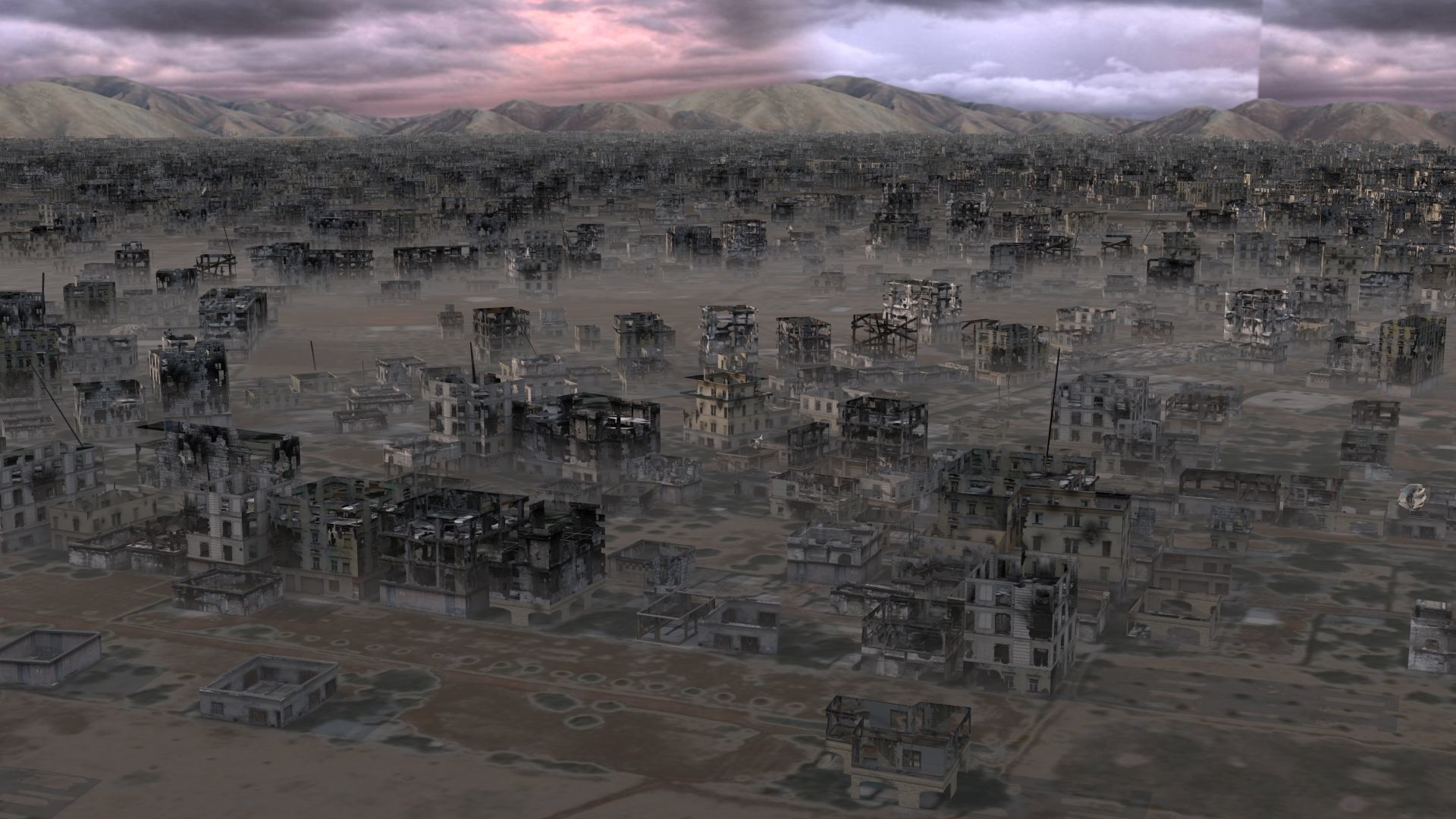 Destroyed City Low-poly 3D model_23