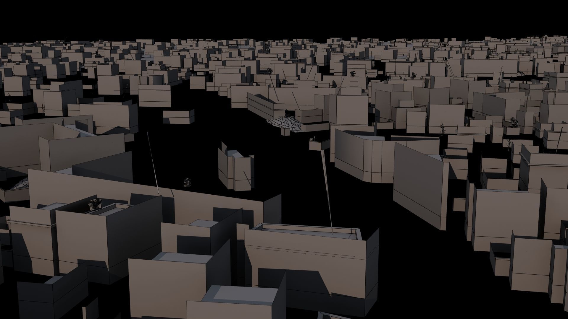 Destroyed City Low-poly 3D model_36