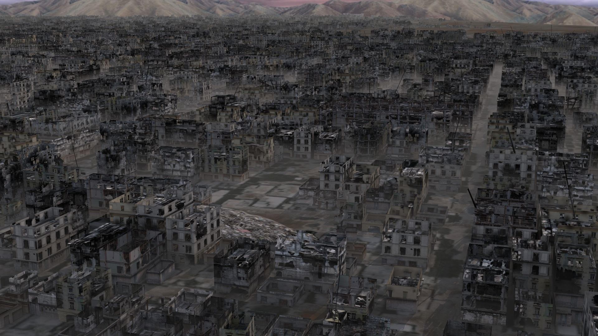 Destroyed City Low-poly 3D model_11