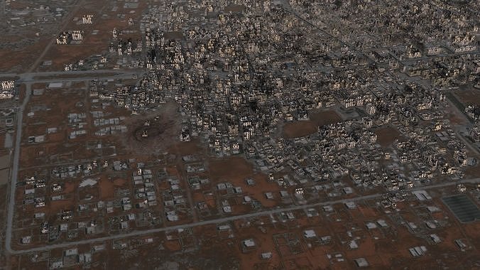 Destroyed City Low-poly 3D model 7