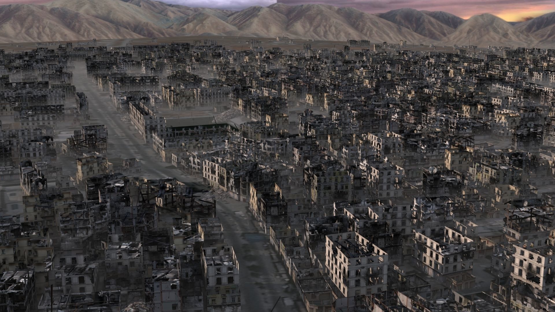 Destroyed City Low-poly 3D model_19