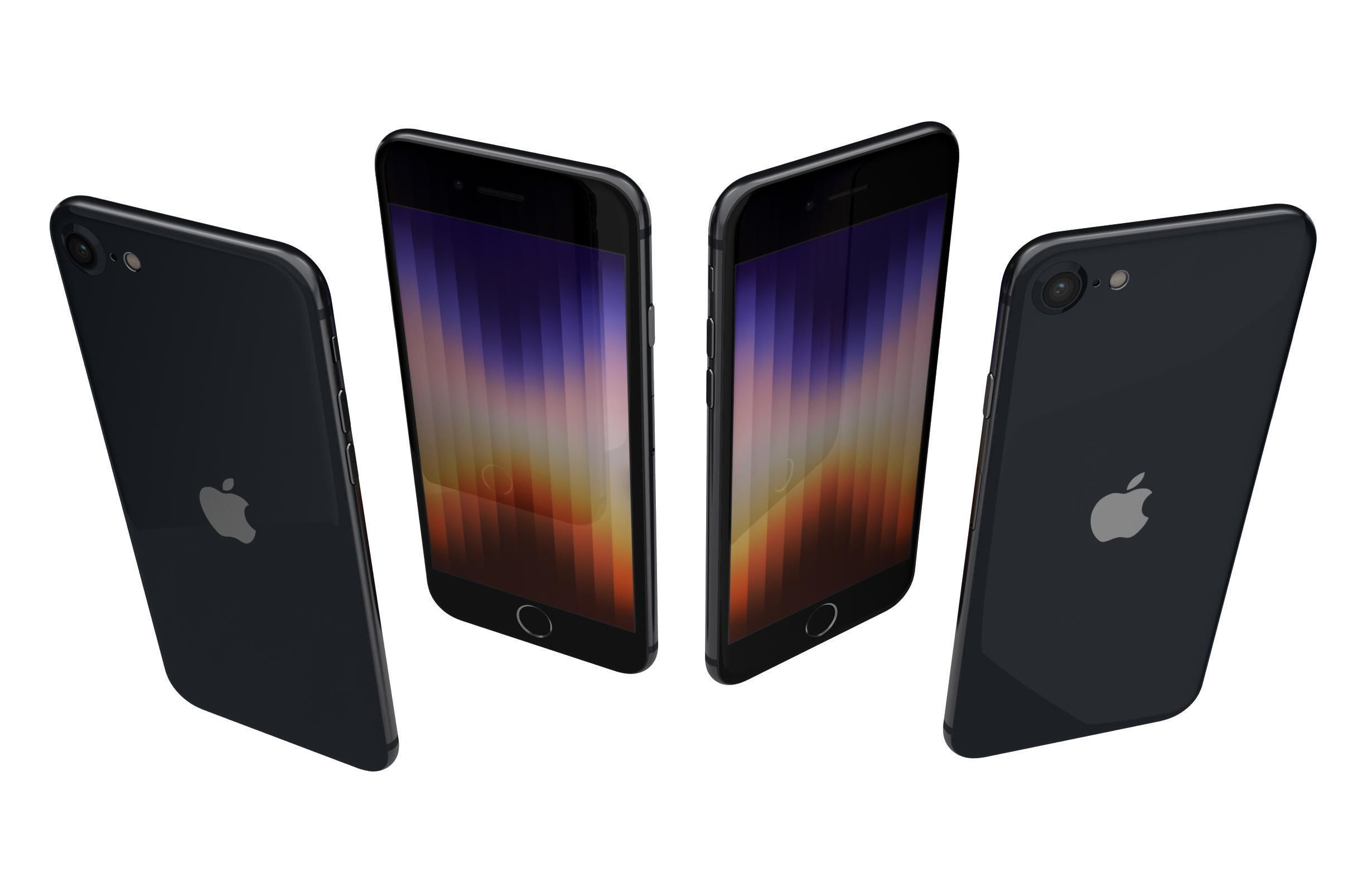 Apple iPhone SE 2022 All Colors Low-poly 3D model_10