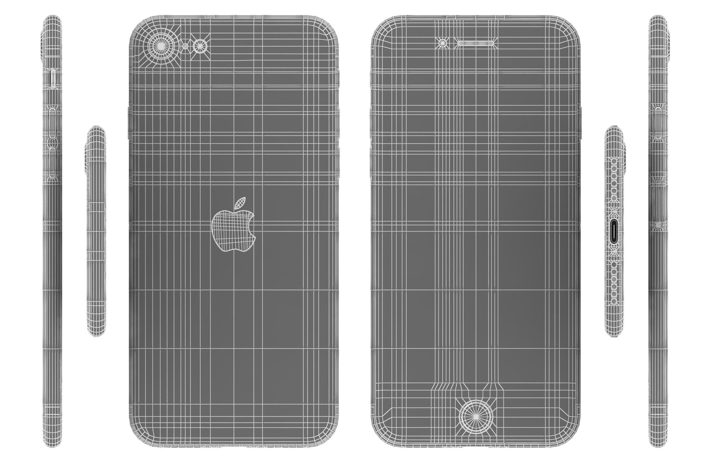 Apple iPhone SE 2022 All Colors Low-poly 3D model_36