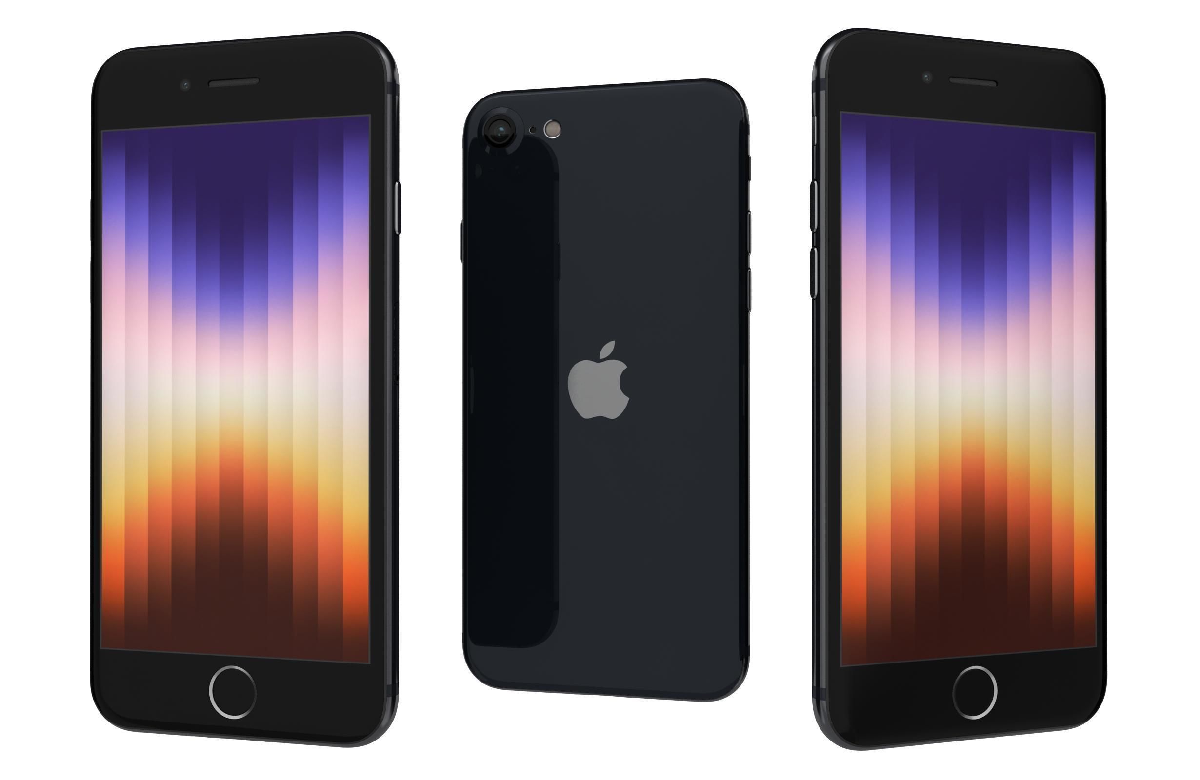 Apple iPhone SE 2022 All Colors Low-poly 3D model_1