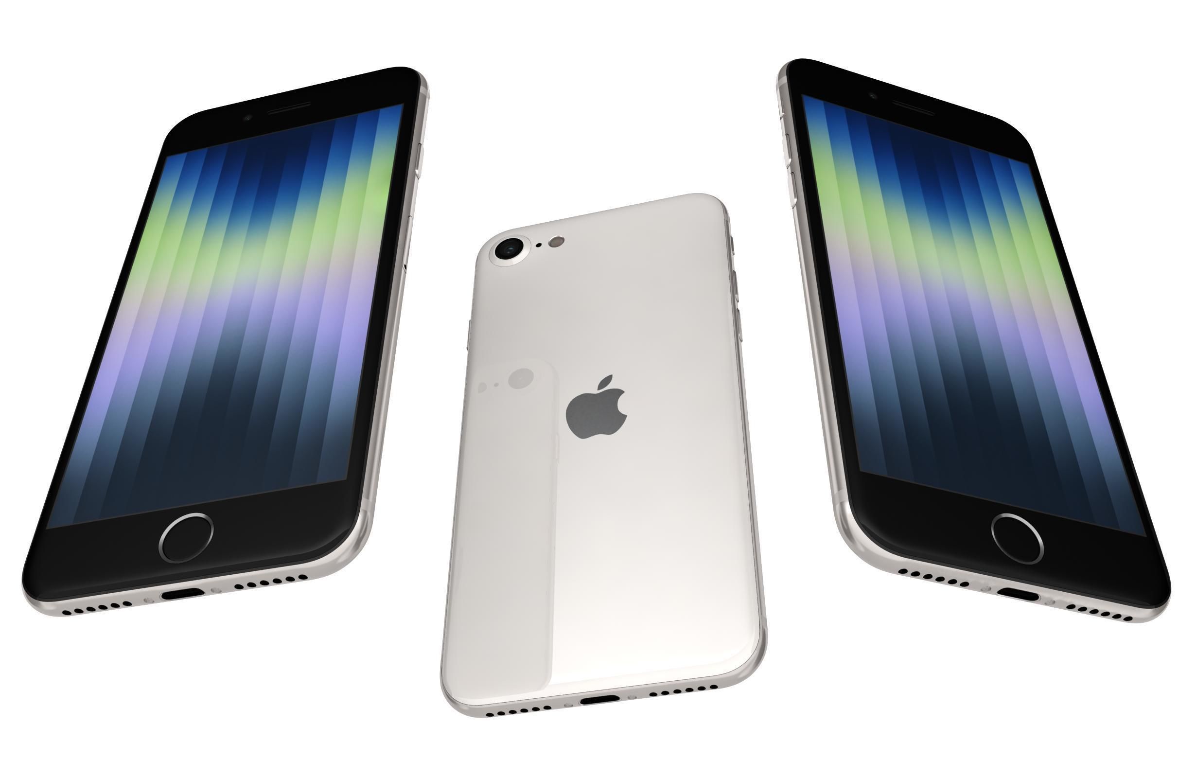 Apple iPhone SE 2022 All Colors Low-poly 3D model_7