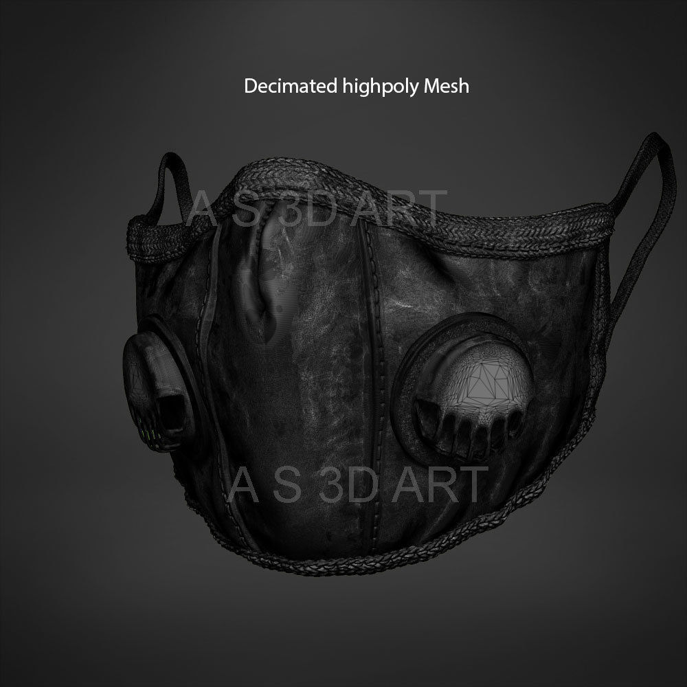Pandemic mask  N95 highpoly zbrush model 3D model_13