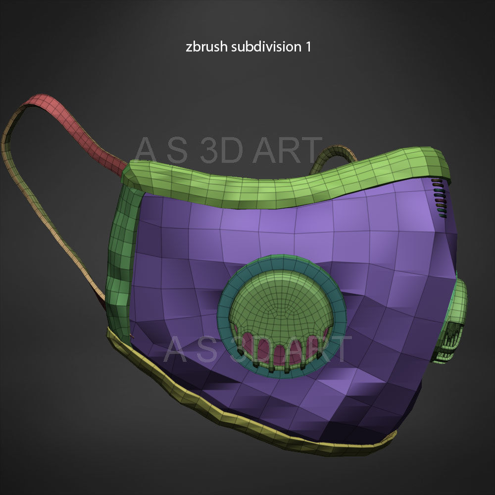 Pandemic mask  N95 highpoly zbrush model 3D model_8