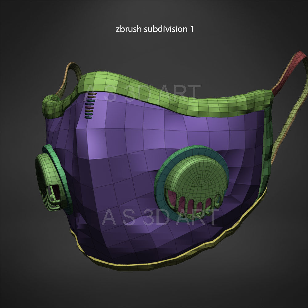Pandemic mask  N95 highpoly zbrush model 3D model_10