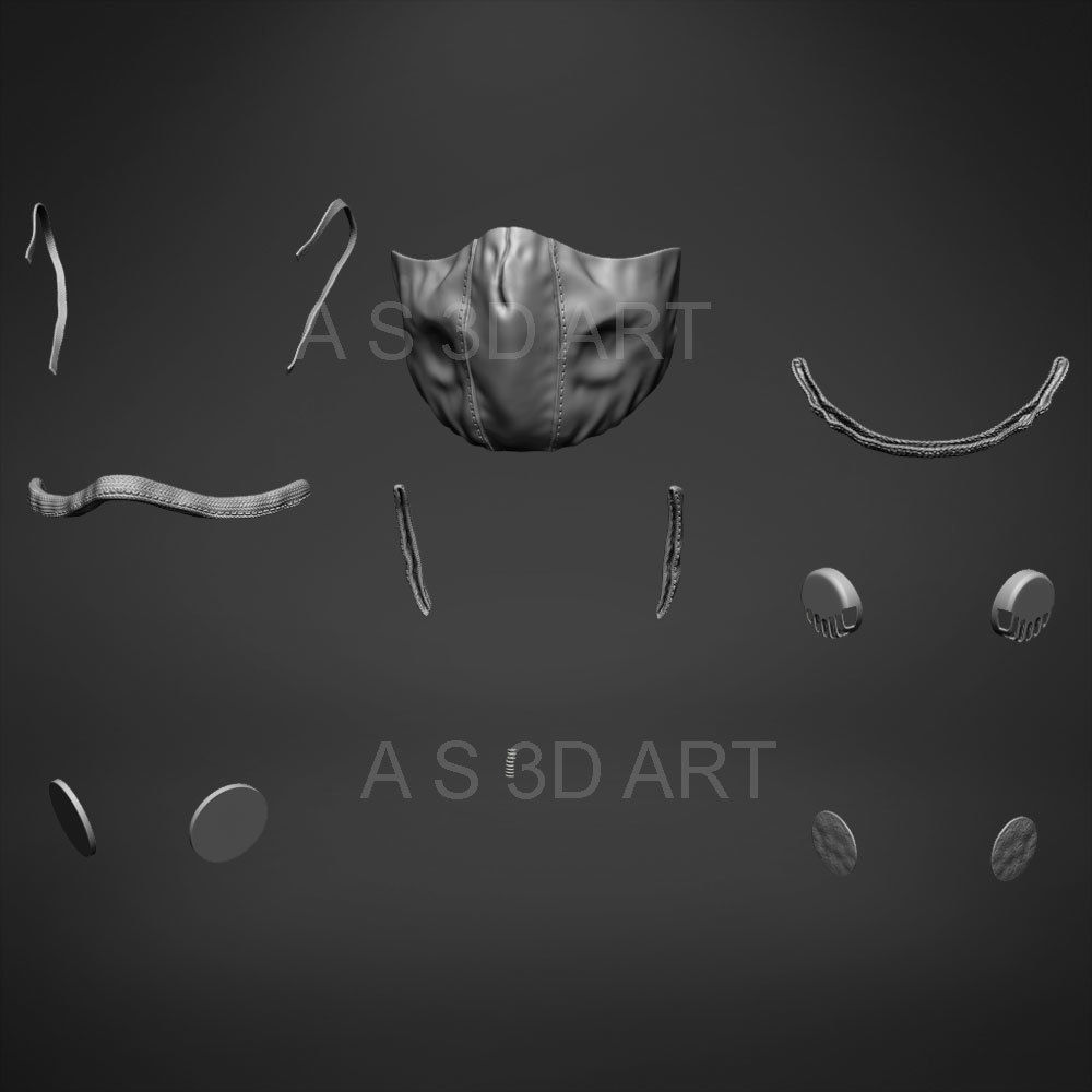 Pandemic mask  N95 highpoly zbrush model 3D model_11