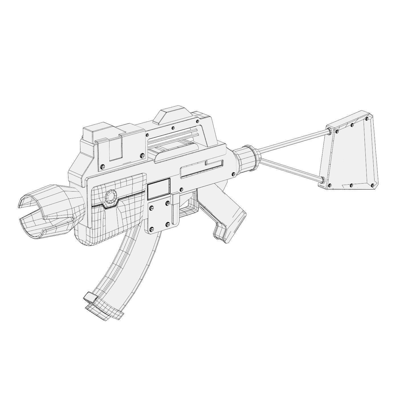 Scifi Gun Low-poly 3D model_4