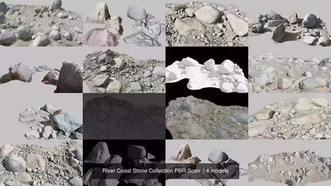 River Coast Stone Collection PBR Scan  