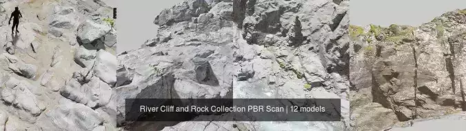River Cliff and Rock Collection PBR Scan 