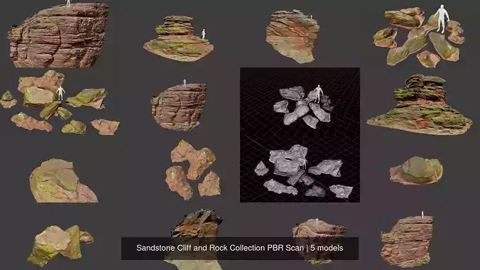 Sandstone Cliff and Rock Collection PBR Scan 