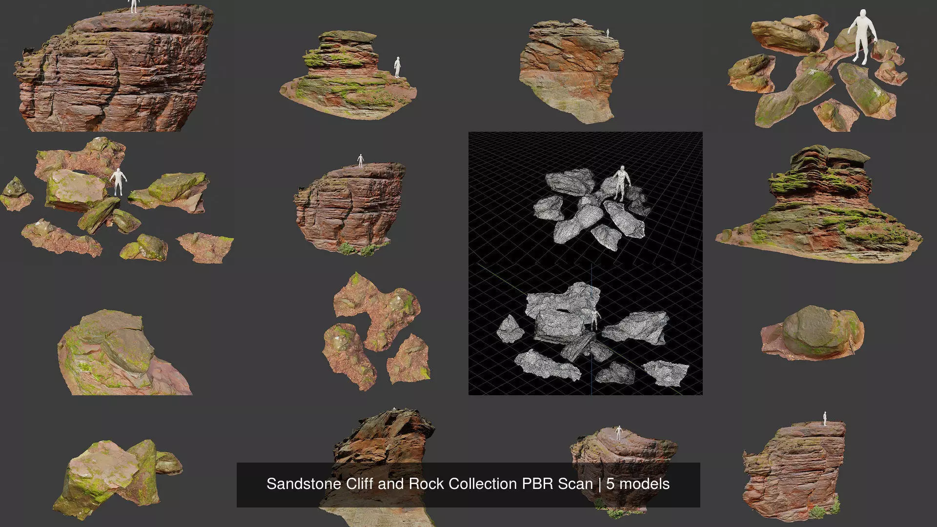 Sandstone Cliff and Rock Collection PBR Scan _0