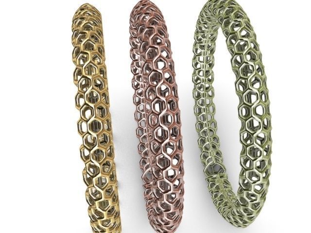 3 designs lattice bangle stl verified  3D print model_8