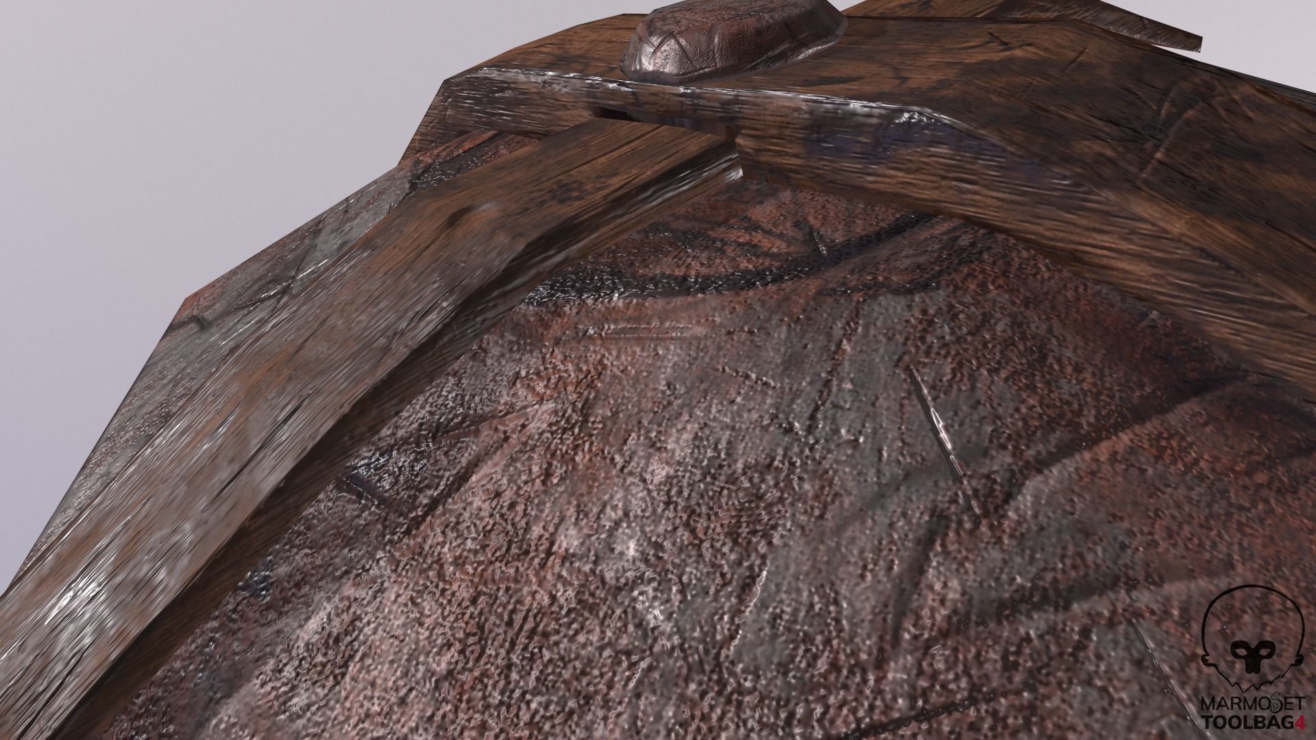 Shield Lowpoly made of wood and metal Low-poly 3D model_2