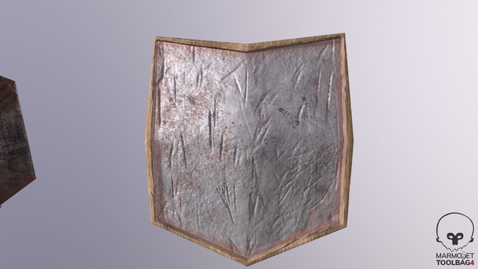 Shield Lowpoly made of wood and metal Low-poly 3D model_5
