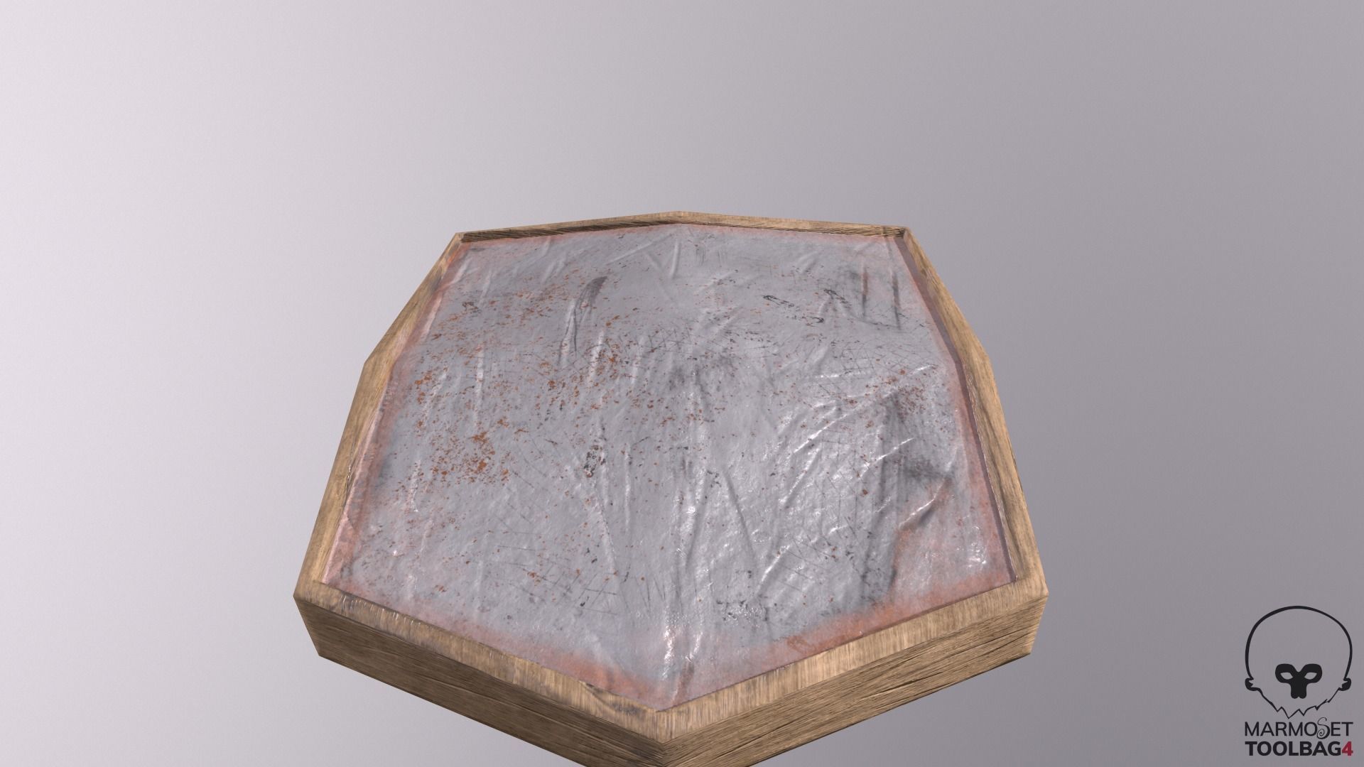 Shield Lowpoly made of wood and metal Low-poly 3D model_9