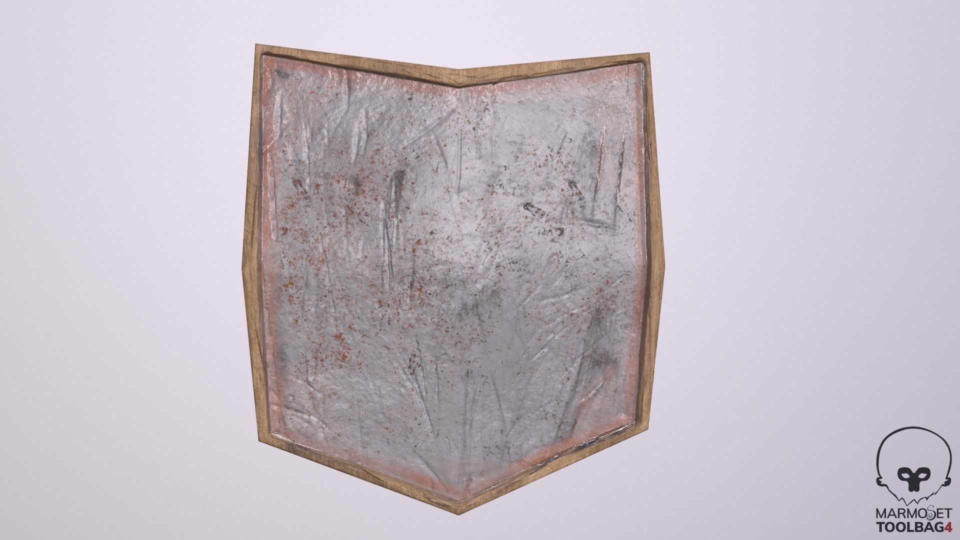 Shield Lowpoly made of wood and metal Low-poly 3D model_6