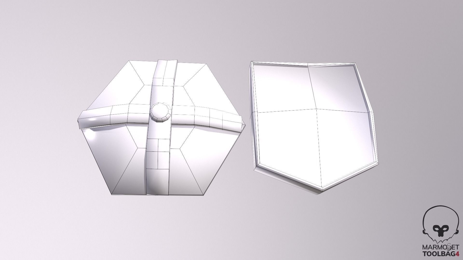 Shield Lowpoly made of wood and metal Low-poly 3D model_16