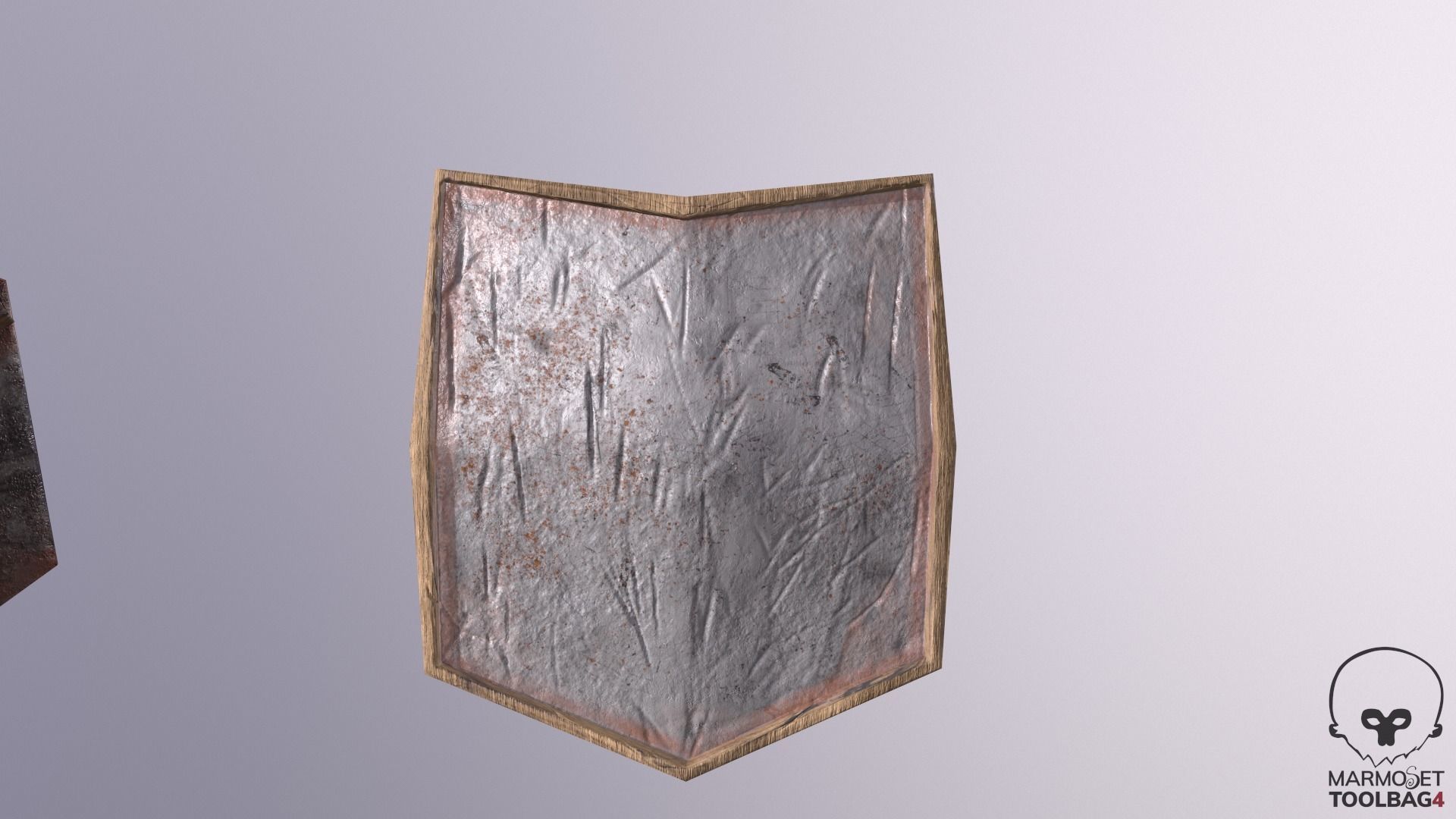 Shield Lowpoly made of wood and metal Low-poly 3D model_13