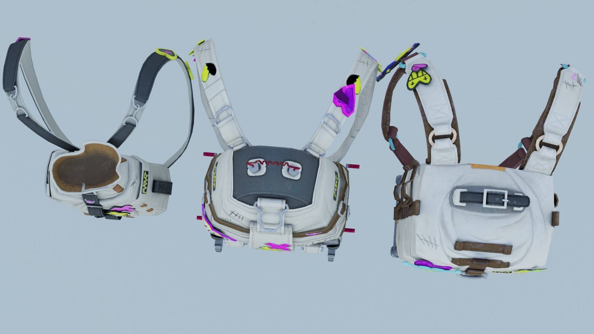 Bag 3x Fluorescent Jesterette Backpack 3D model_3