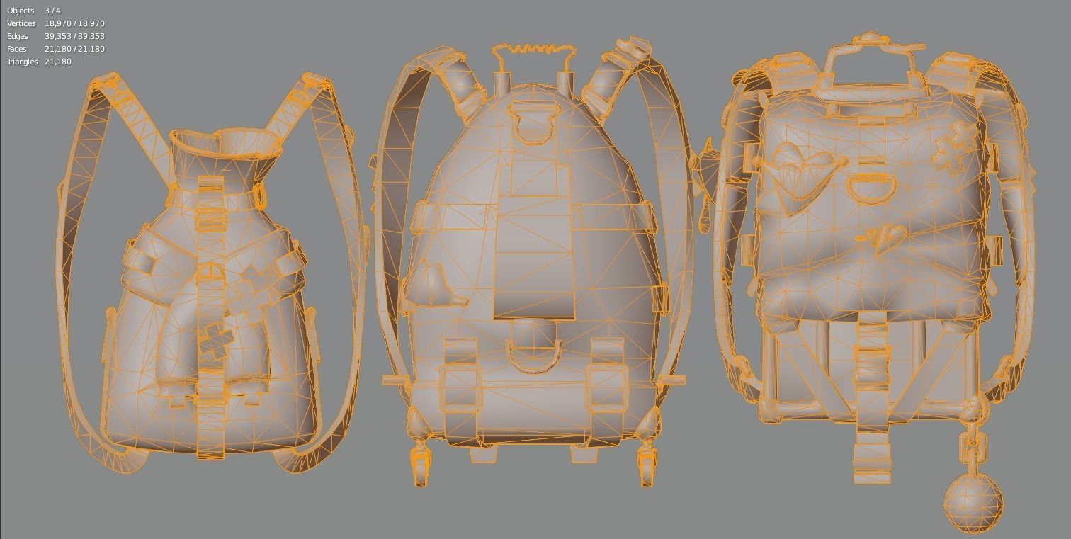 Bag 3x Fluorescent Jesterette Backpack 3D model_8