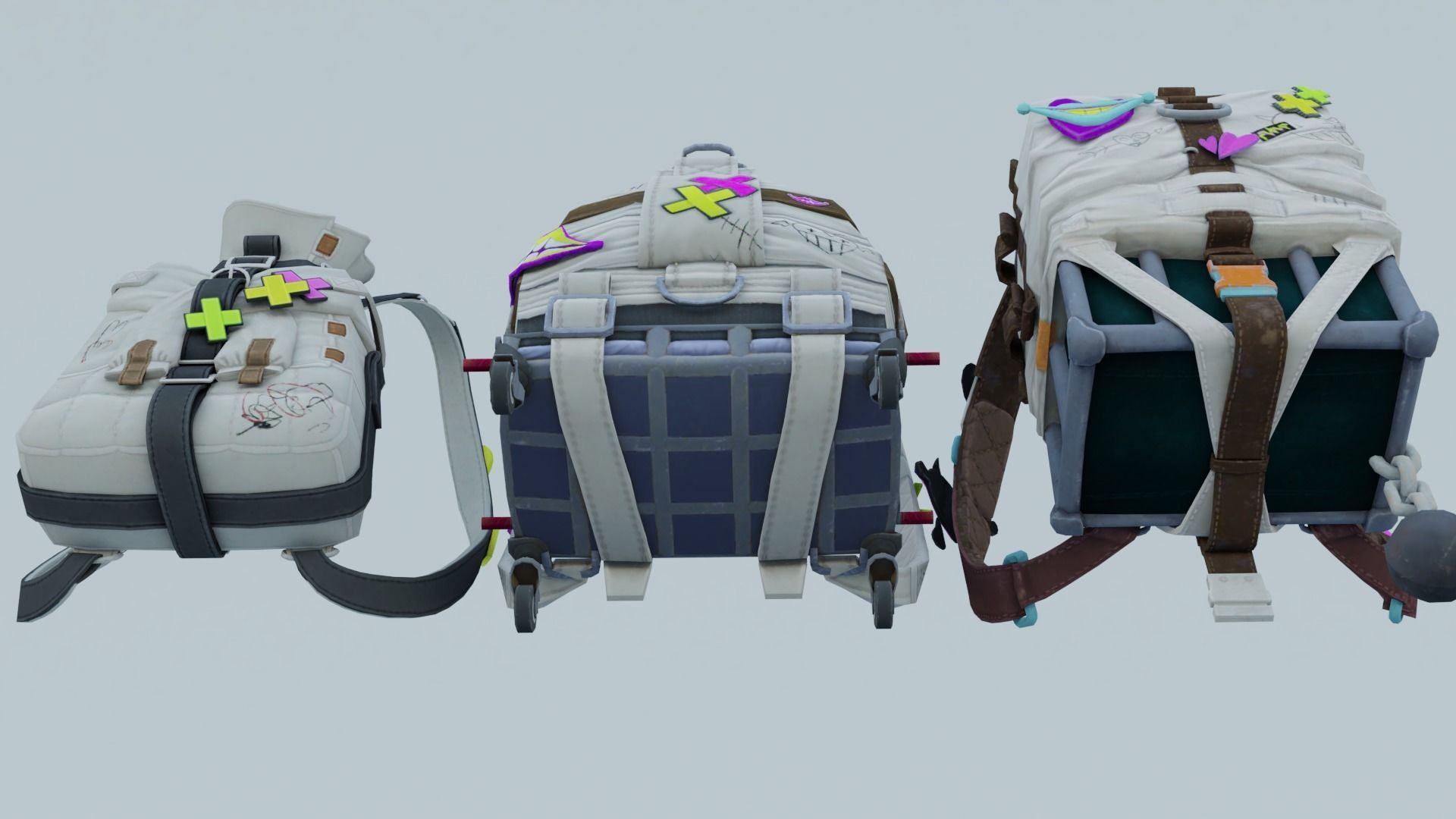 Bag 3x Fluorescent Jesterette Backpack 3D model_4