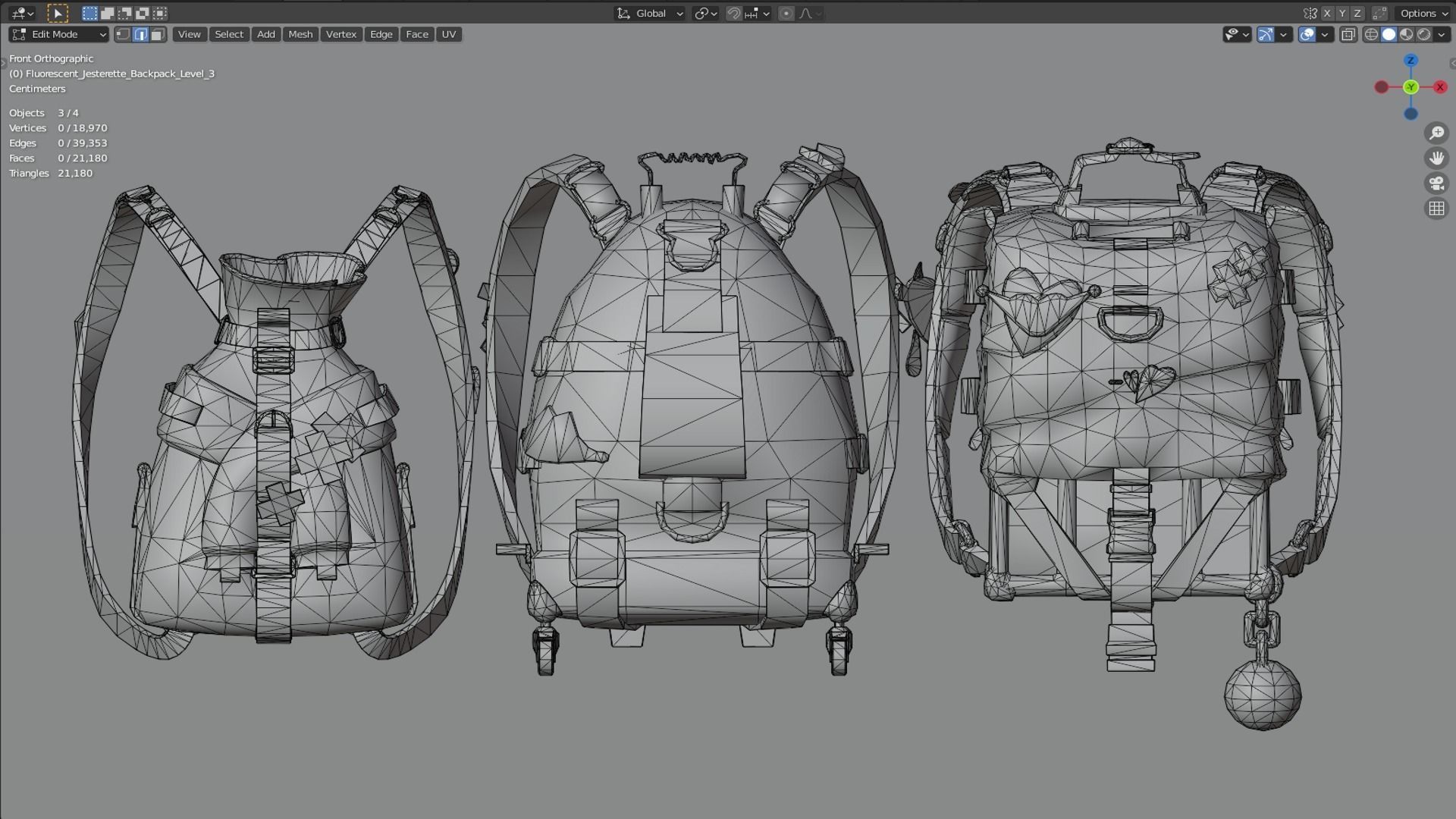 Bag 3x Fluorescent Jesterette Backpack 3D model_6