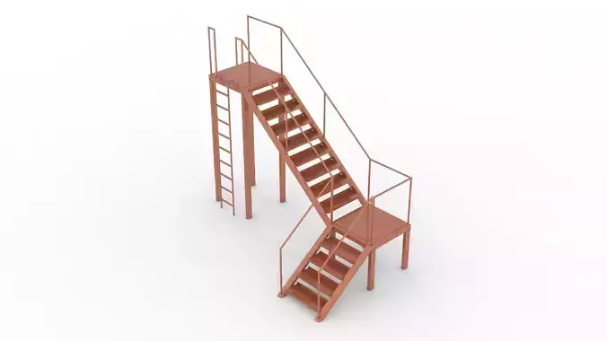 Stair 3D model metal ladder