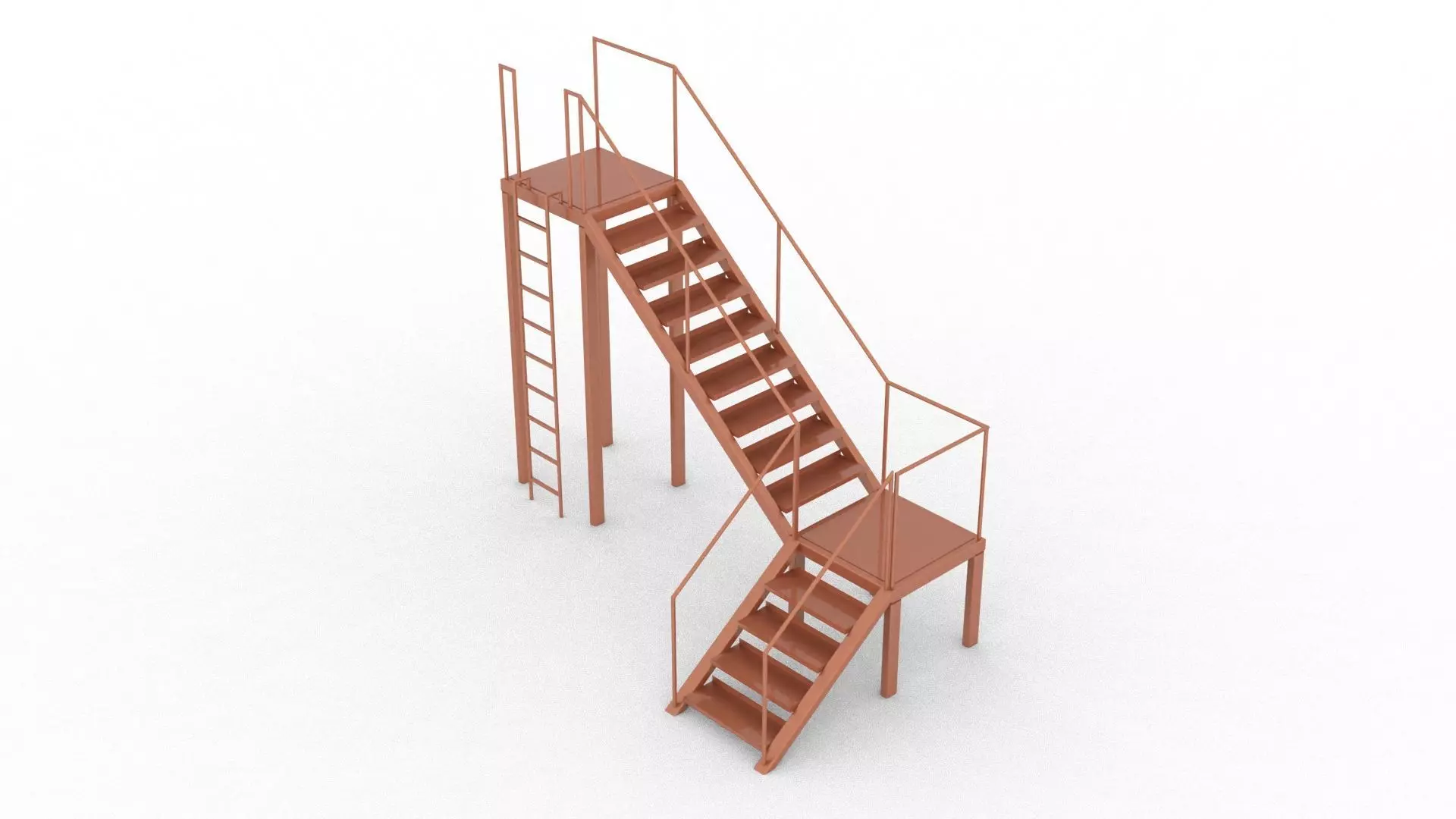 Stair 3D model metal ladder 3D print model