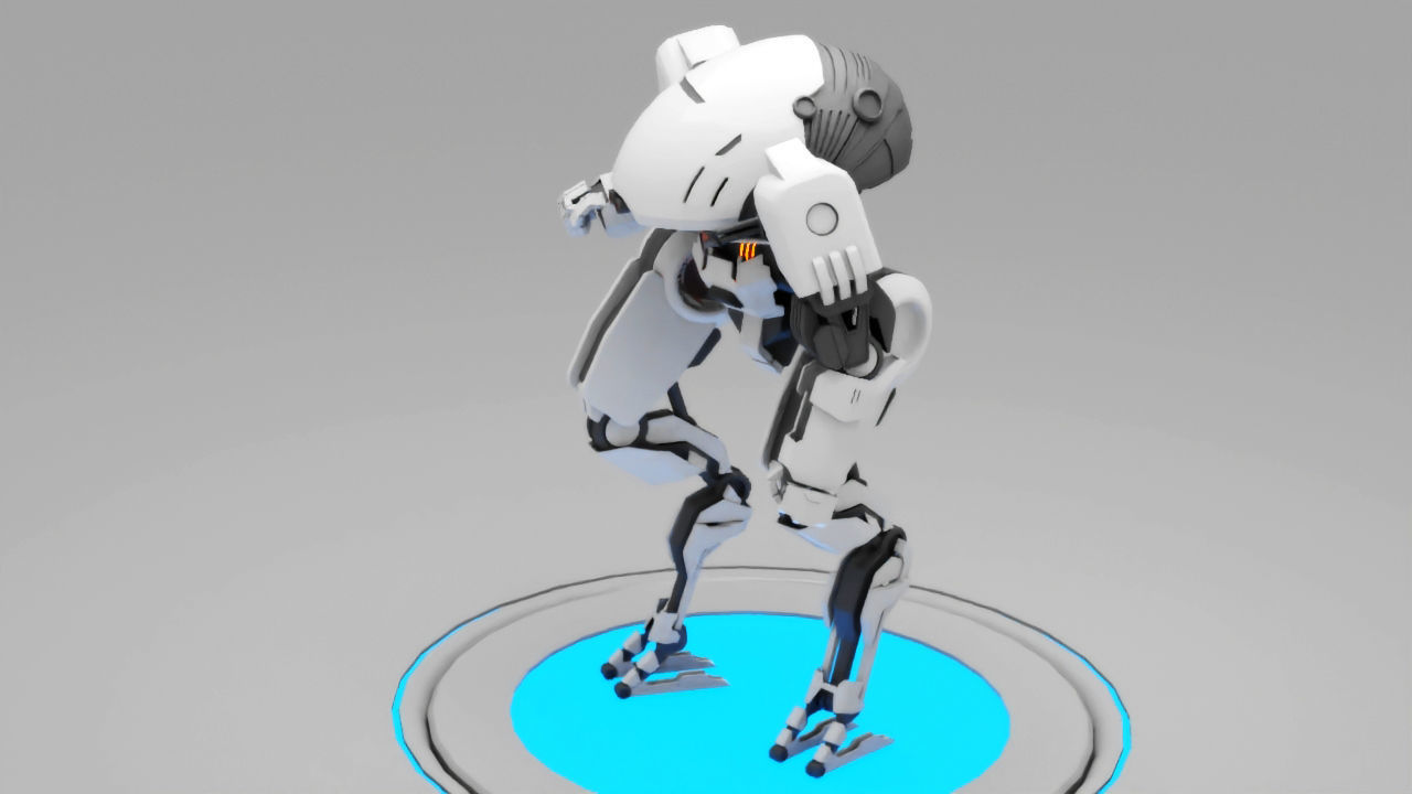 sci-fi combat android rigged - animated character 3D model_3