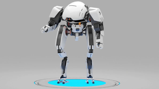 sci-fi combat  android  rigged - animated character 3D model