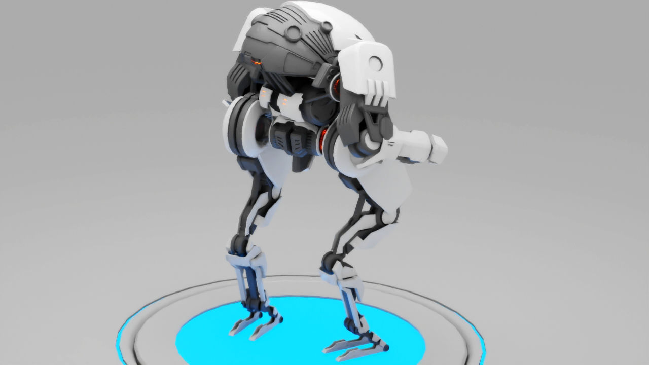 sci-fi combat android rigged - animated character 3D model_2