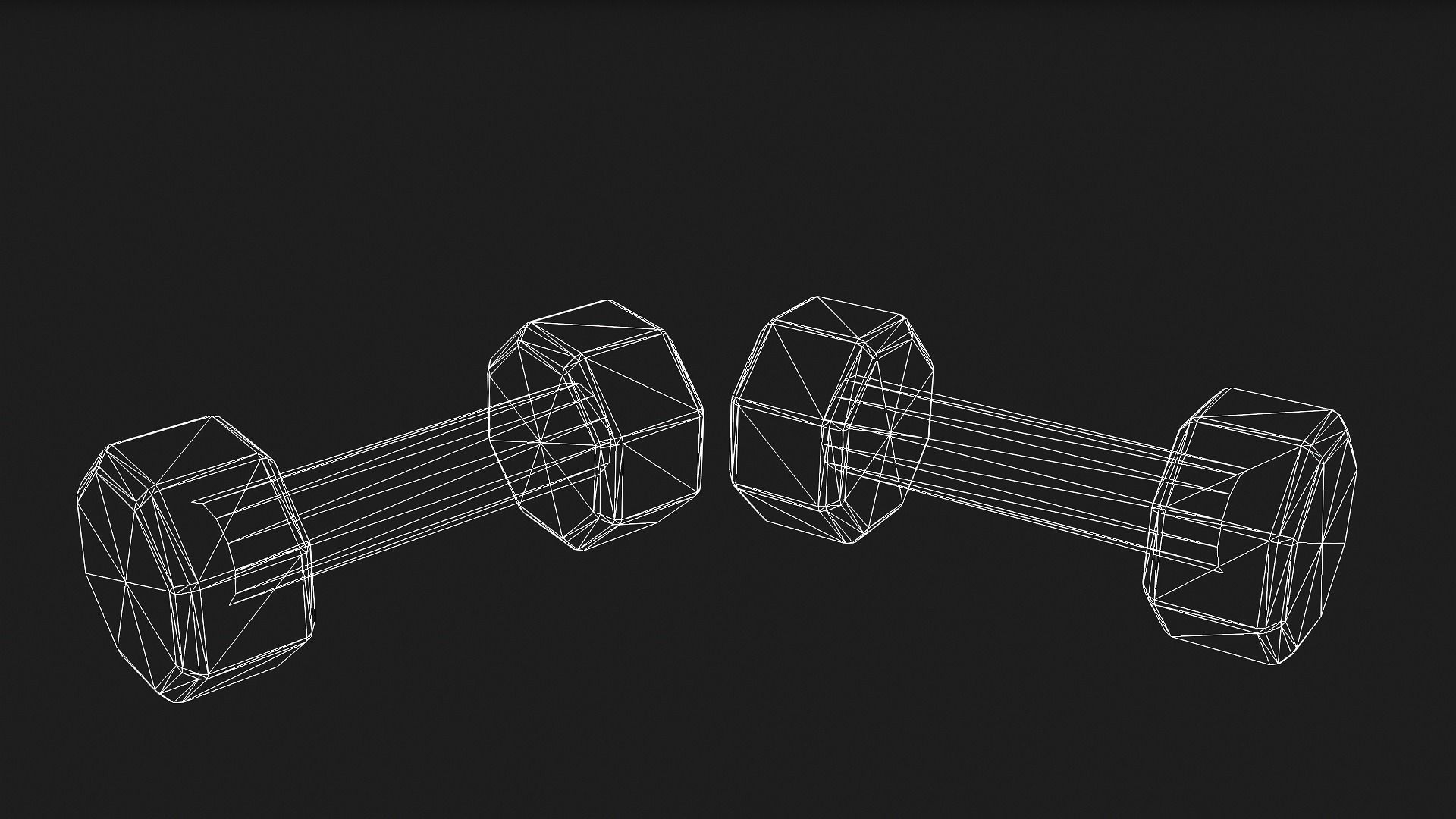 Dumbbell Low Poly 3D model two dumbbells 3D model_4