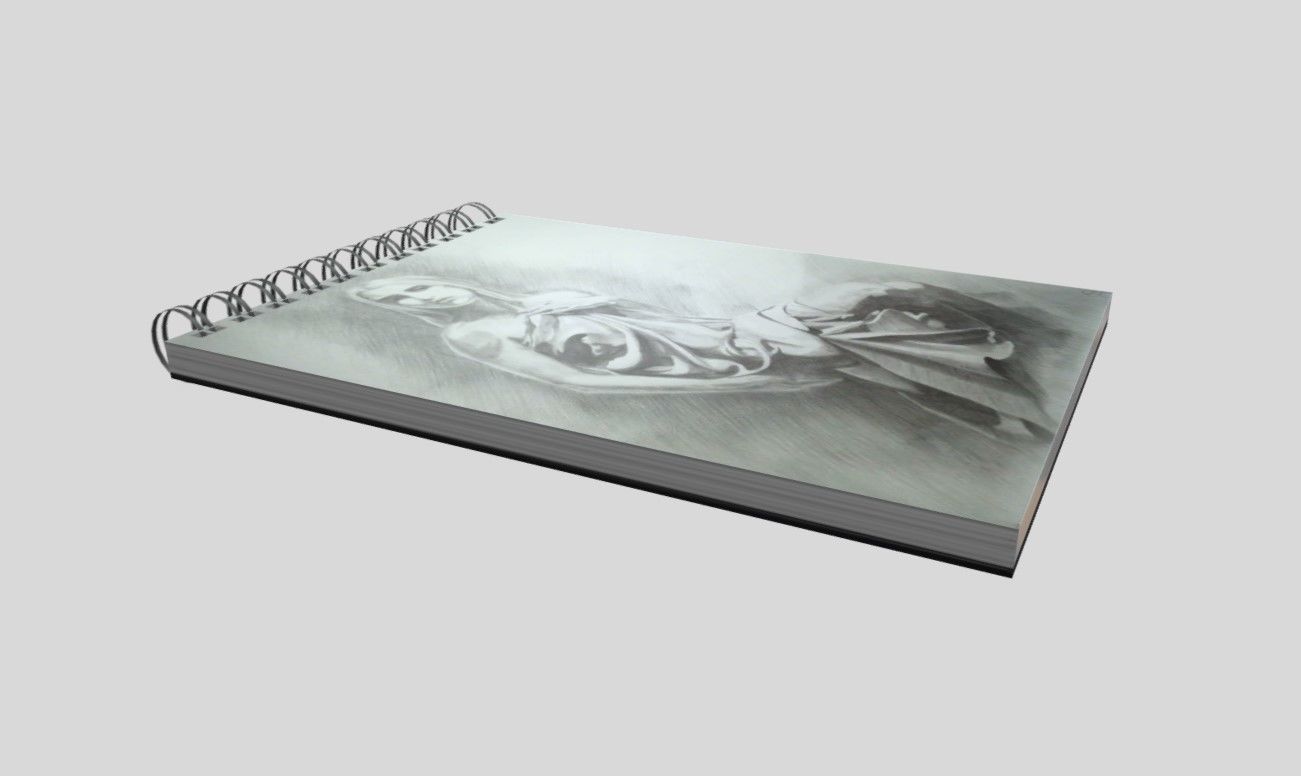 SketchBook woman on notebook Low-poly 3D model_1