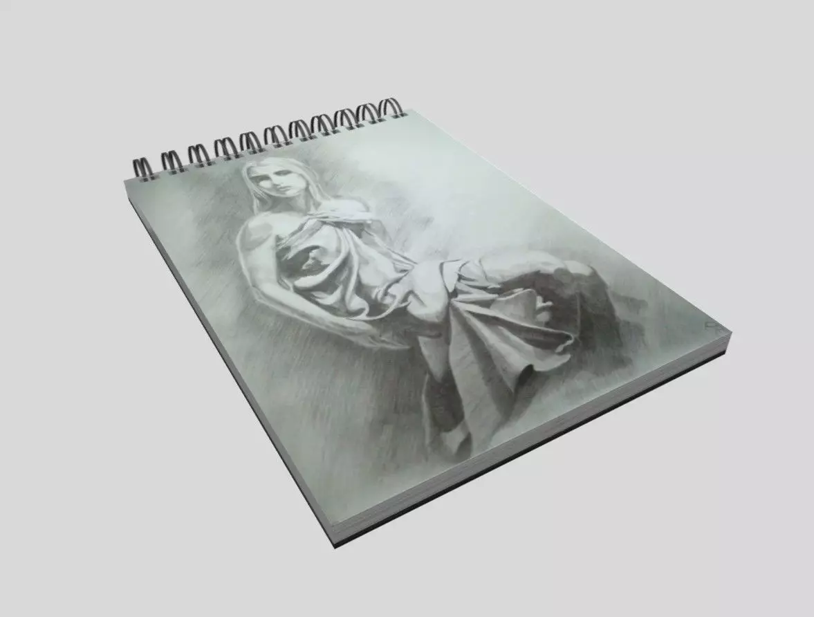SketchBook woman on notebook Low-poly 3D model_0