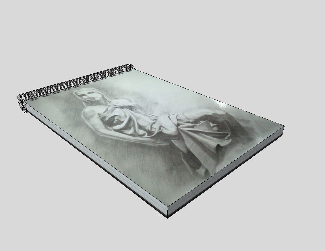 SketchBook woman on notebook Low-poly 3D model_4