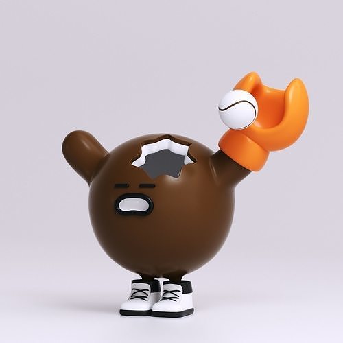 Coconut baseball Fruits Model octane c4d IP Toys doll cartoon Low-poly 3D model
