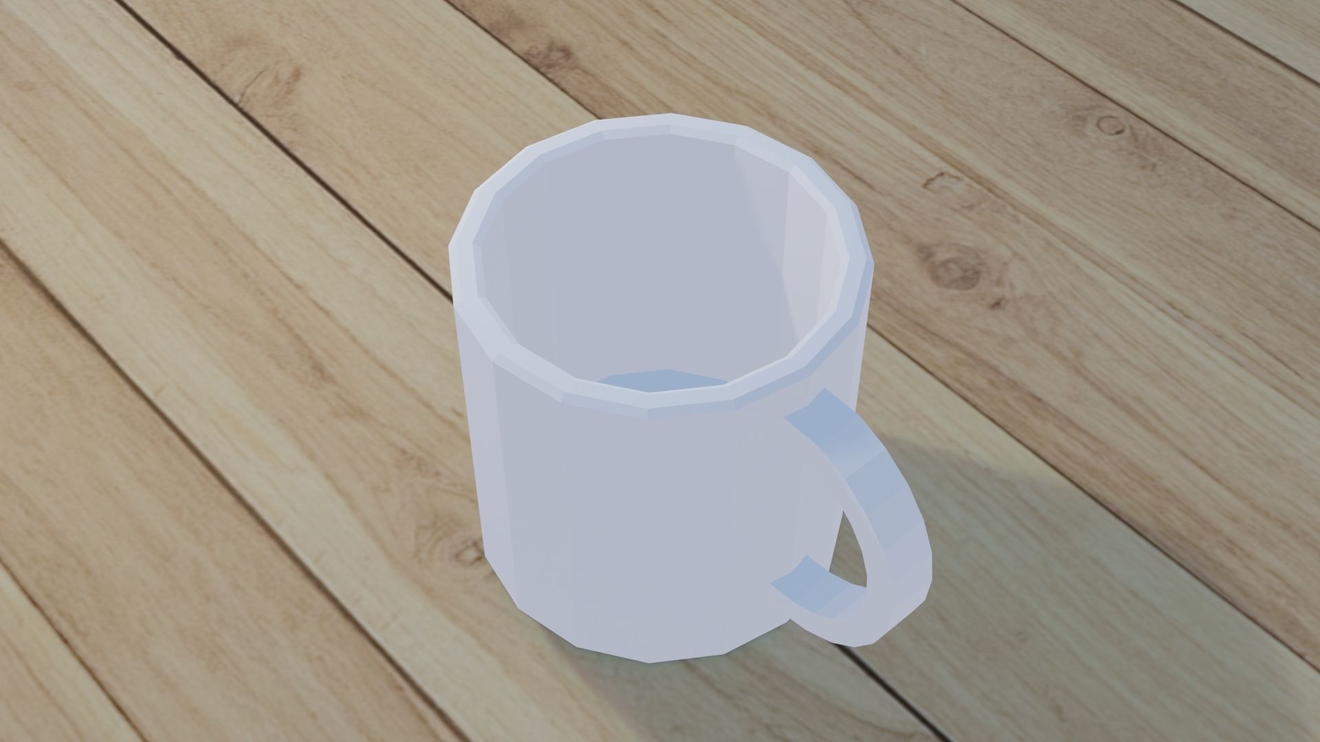 Low Poly Mug coffee on wooden table mockup Low-poly 3D model_6
