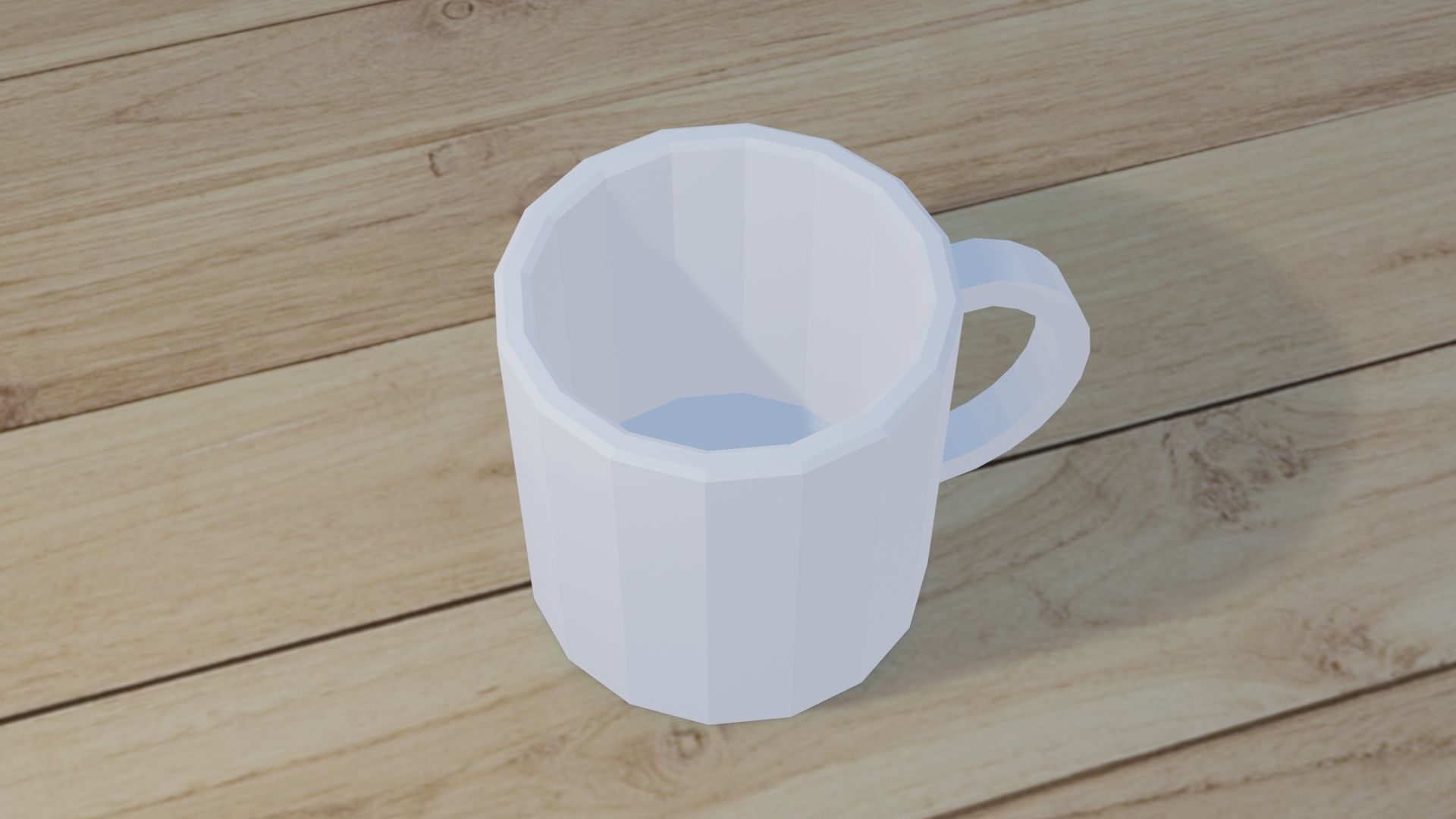 Low Poly Mug coffee on wooden table mockup Low-poly 3D model_5
