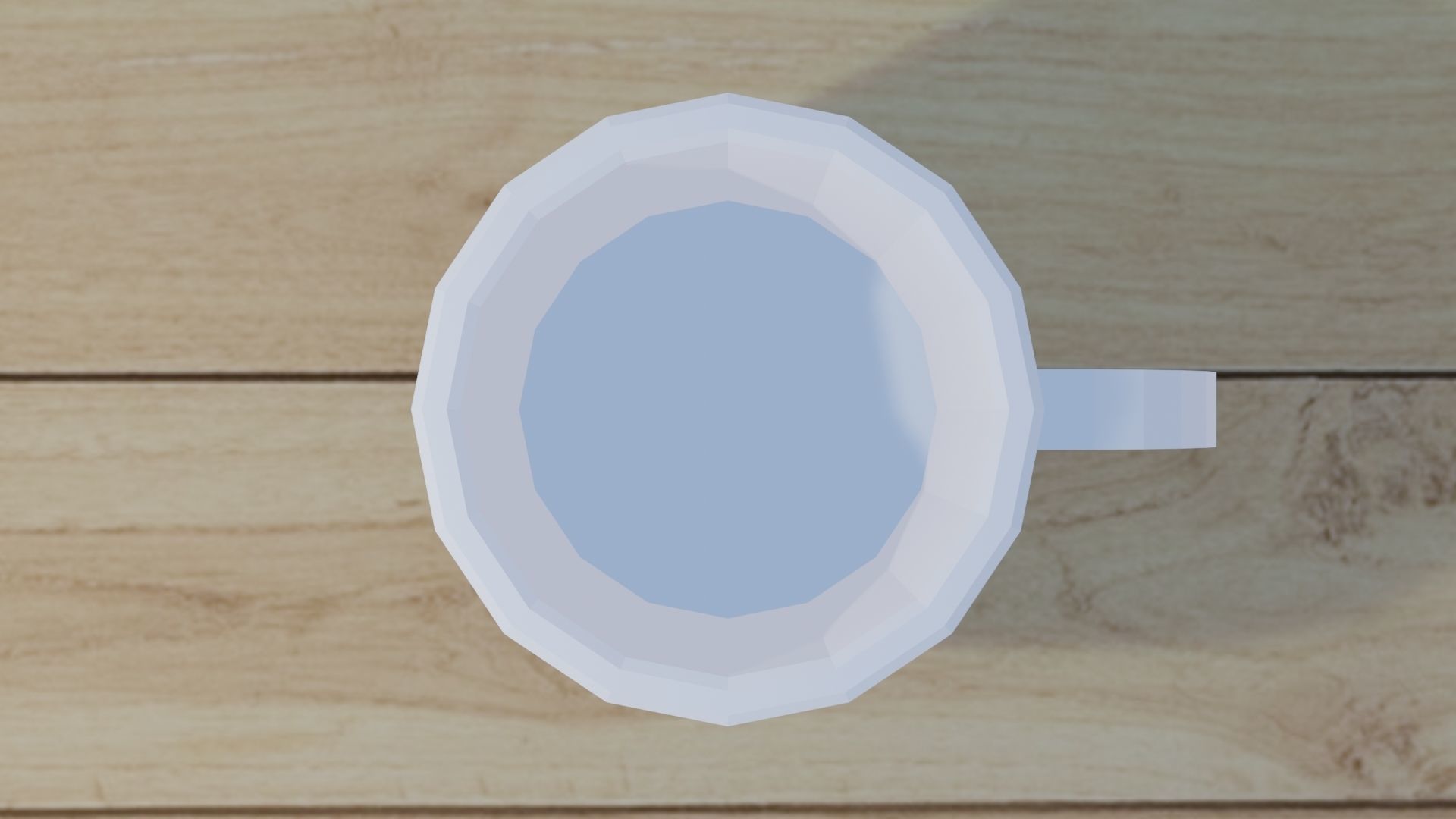 Low Poly Mug coffee on wooden table mockup Low-poly 3D model_2