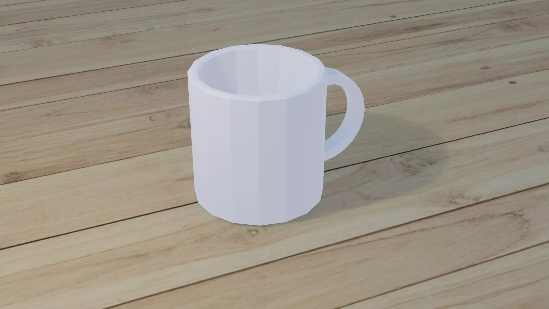 Low Poly Mug coffee on wooden table mockup Low-poly 3D model_0