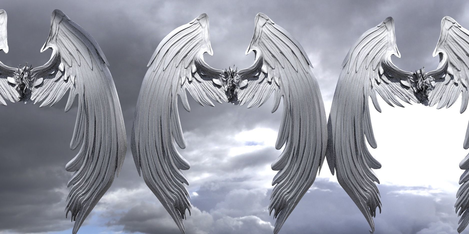 Angel wings Stylized Tall  3D model_1
