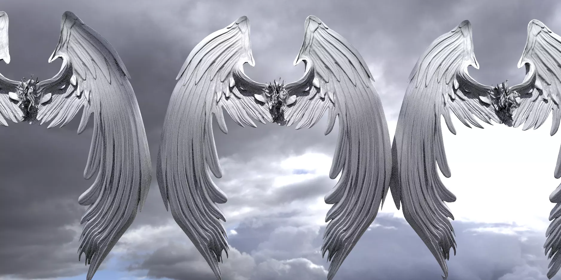 Angel wings Stylized Tall  3D model_0