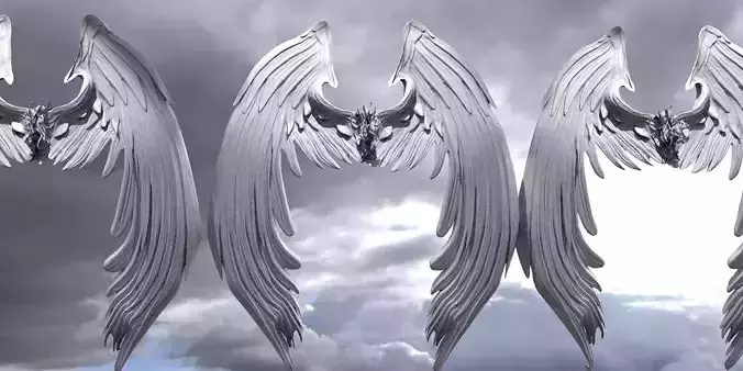 Angel wings Stylized Tall  3D model